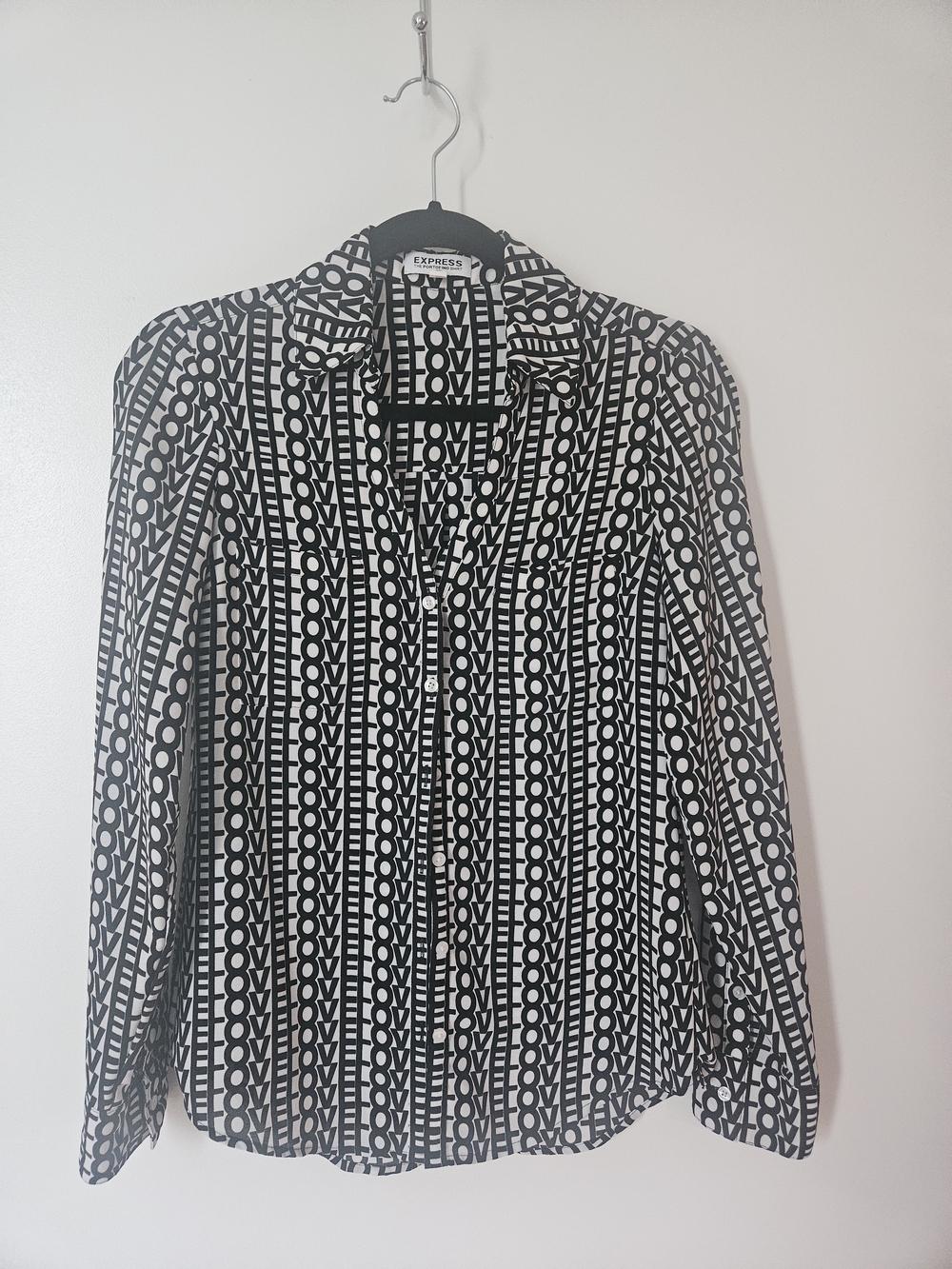 Express Black & White Love Portofino Shirt